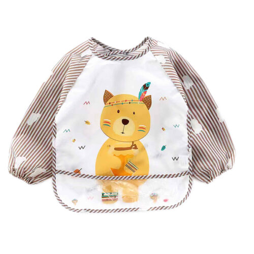 Bavoir Bébé à Manches et Sangle – Modèle Chat