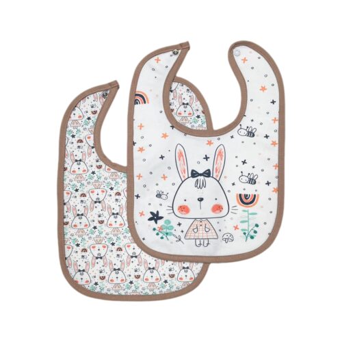 Bavoirs Bébé Mignons pour les Repas – Motif Lapin – Lot de 2