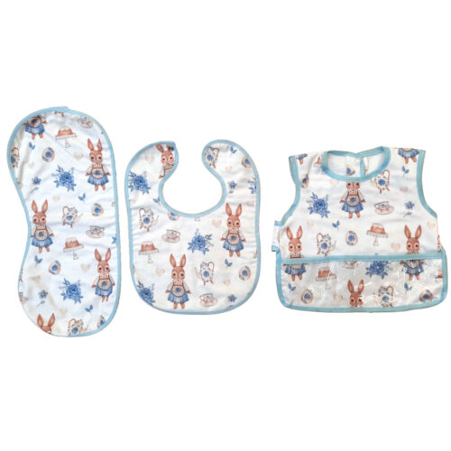 Bavoirs Bébé Mignons pour les Repas – Motif Lapin – Lot de 3