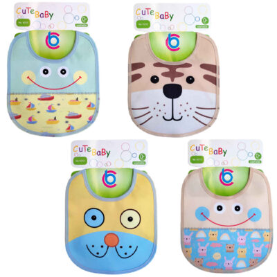 Bavoirs Bébé Mignons pour les Repas avec Sangles – Lot de 4