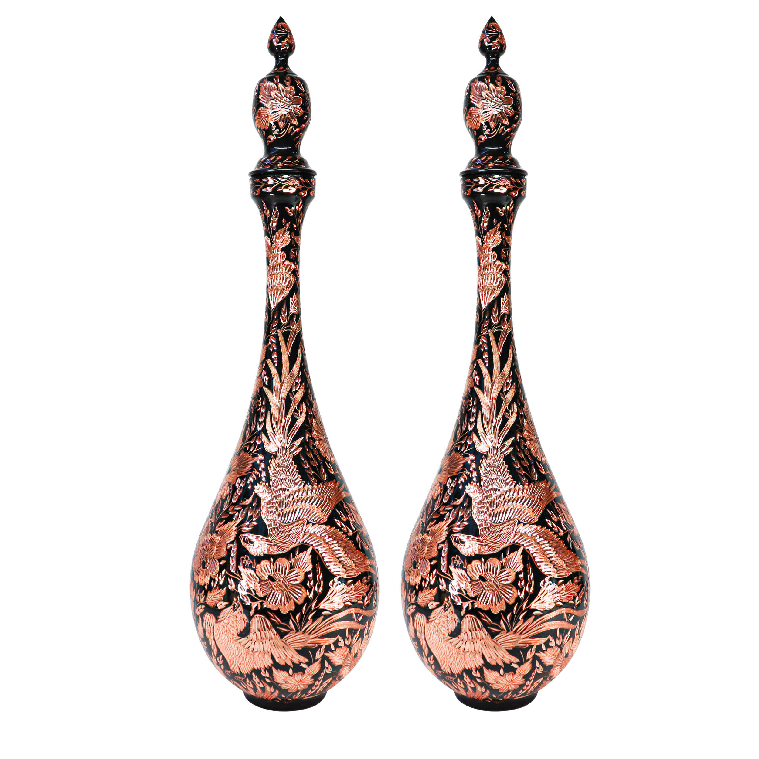 Bouteille décorative en cuivre - Gravée et artisanale Élégance (lot de 2)