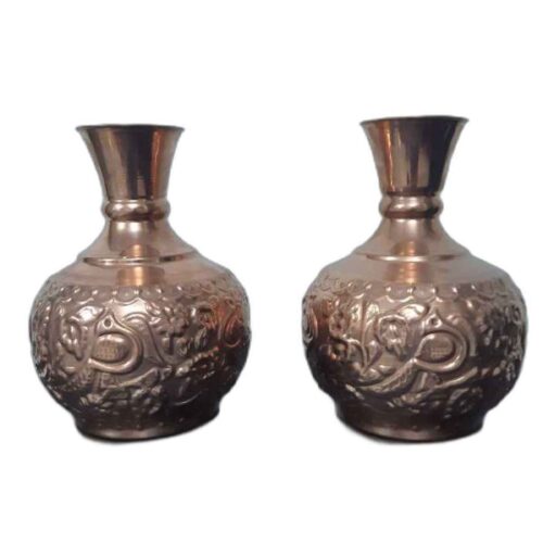 Vase décoratif en cuivre persan gravé fait main – Set de 2