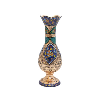 Vase décoratif en cuivre persan gravé recouvert d’argent – Set de 2
