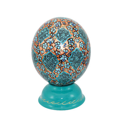 Œuf d’autruche décoratif persan peint à la main – Turquoise