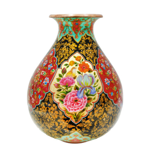 Vase décoratif en cuivre persan fait main design artistique Gol o Morgh