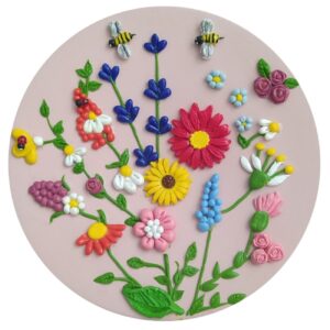 Assiette Décorative en Céramique Ornée de Fleurs Artistiques en Argile Polymère