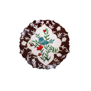 Assiette Décorative en Céramique Fait Main et Peinte à la Main Étanche Motif Gol o Morgh