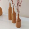 Vases décoratifs à tige unique en bois massif naturel faits main – Lot de 3.