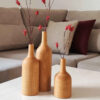 Vases décoratifs à tige unique en bois massif naturel faits main – Lot de 3.