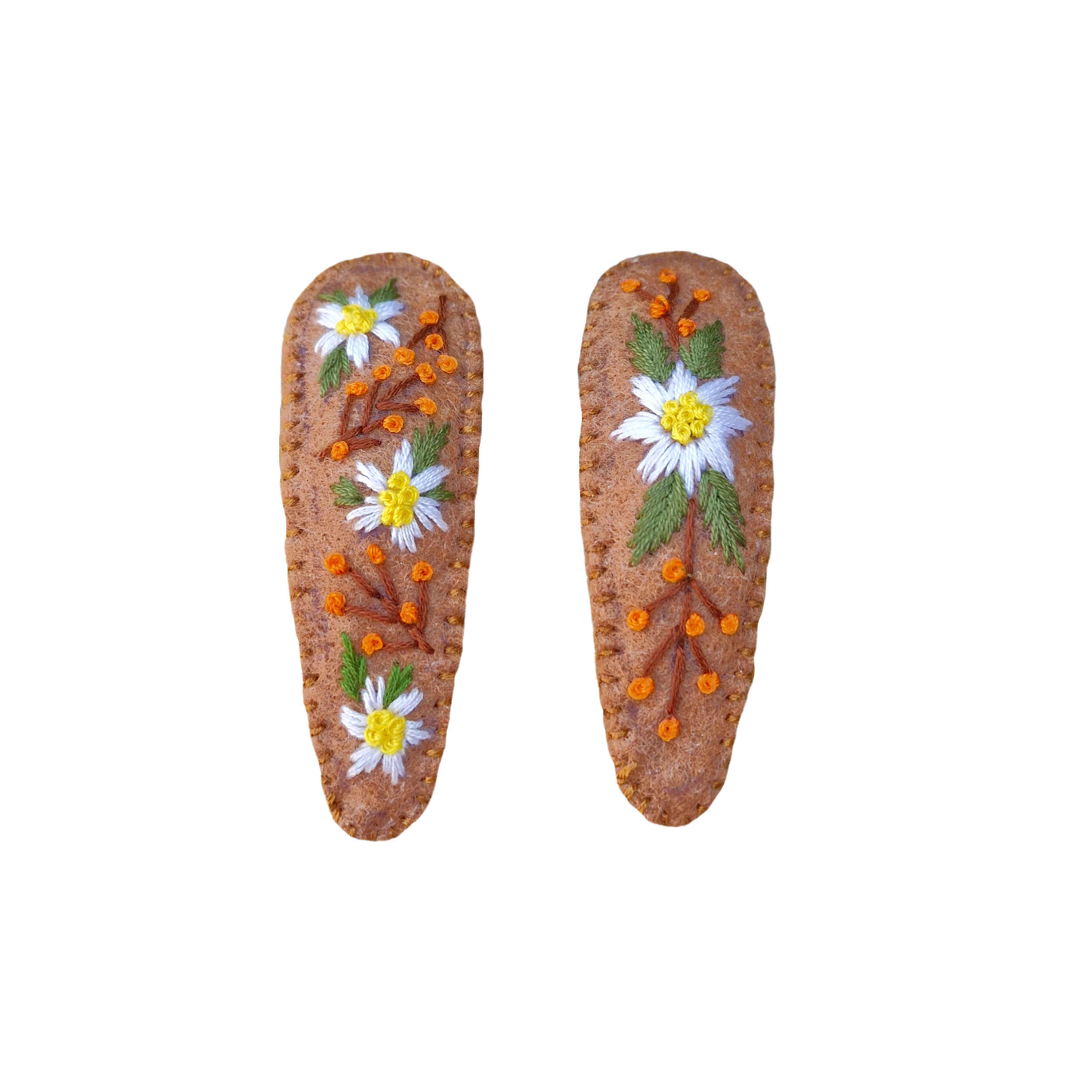 Set de Pinces à Cheveux à Clip Brodé à la Main avec Design Floral Tissé à la Main