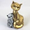 Figurine géométrique de famille de chats cubisme en résine - Décor moderne pour la maison