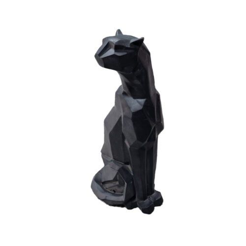 Figurine géométrique de panthère cubisme assise – Sculpture en résine décorative