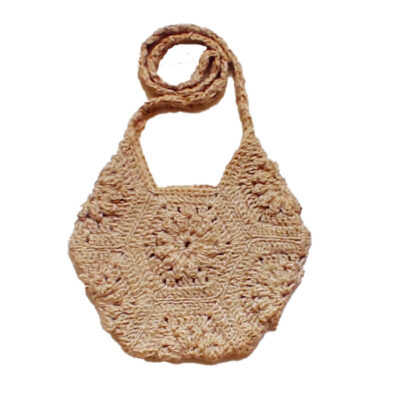 Sac tote crochet tissé à la main en chanvre – Modèle marché