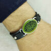 Bracelet islamique en cuir pierre jade agate ajustable pour homme