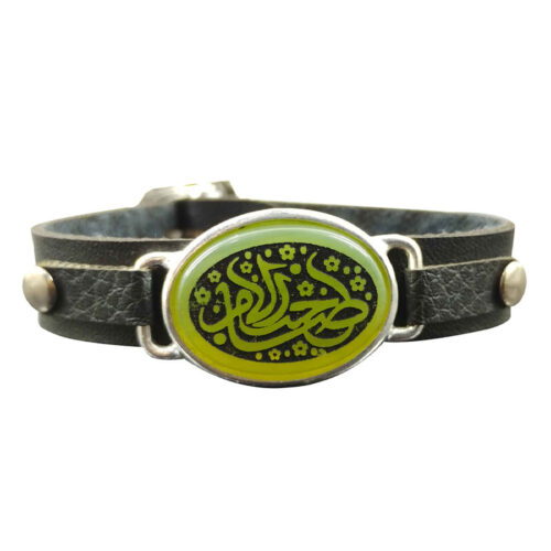 Bracelet islamique en cuir pierre jade agate ajustable pour homme