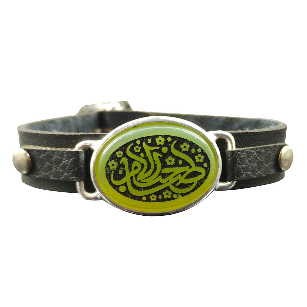 Bracelet islamique en cuir pierre jade agate ajustable pour homme