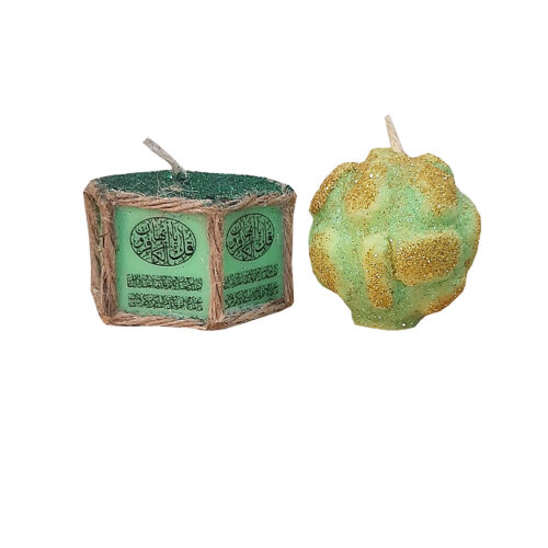 Ensemble de bougies votives islamiques non parfumées – Vert