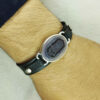 Bracelet en cuir islamique avec pierre agate ajustable pour homme