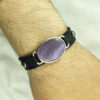 Bracelet en cuir islamique avec pierre agate pour homme modèle Ya Allah