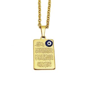 Collier en acier inoxydable islamique orné d’un œil de mal et pendentif Wan Yakad
