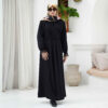 Abaya coupe ample pour femmes musulmanes avec ceinture en noir