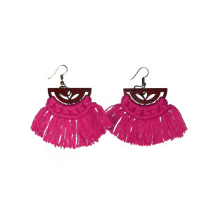 Boucles d’oreilles créoles à pompons en macramé pour femmes, modèle Sadaf
