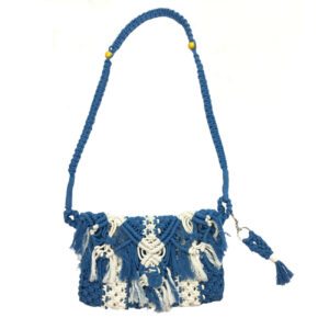 Sac bandoulière en macramé pour femmes tissé à la main en blanc