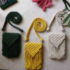 Sac à bandoulière macramé pour femmes fait main avec design Boho