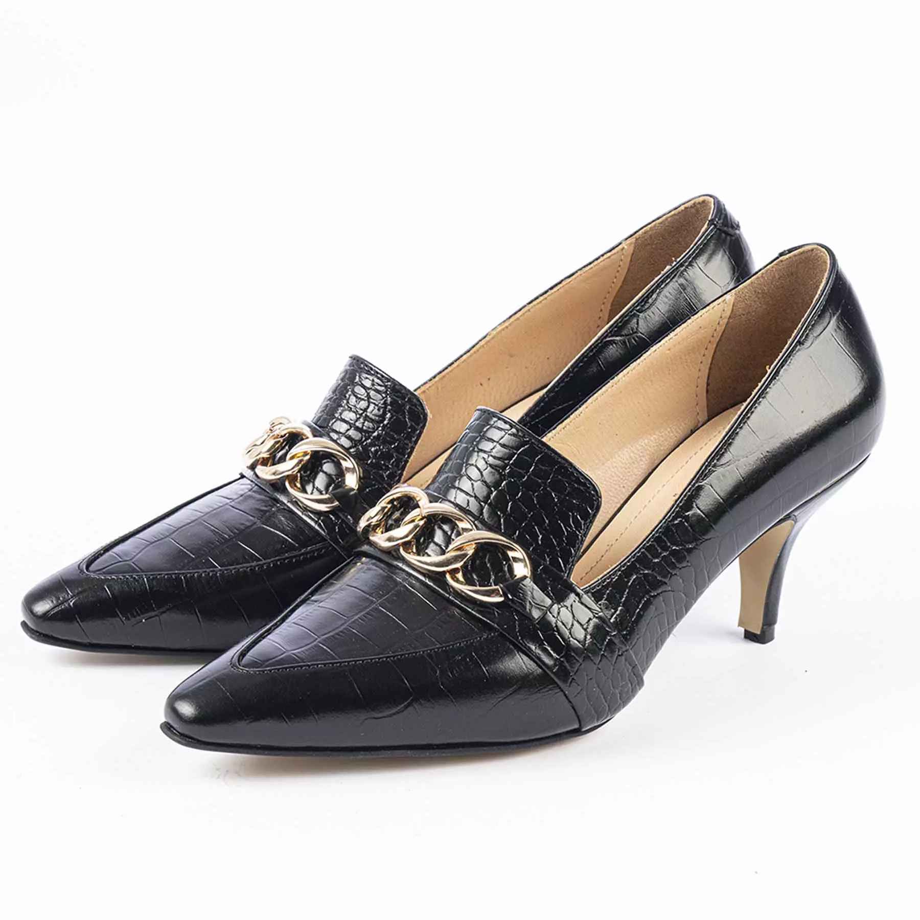 Escarpins en Cuir Naturel à Talons Pointus pour Femmes Modèle Jeannette
