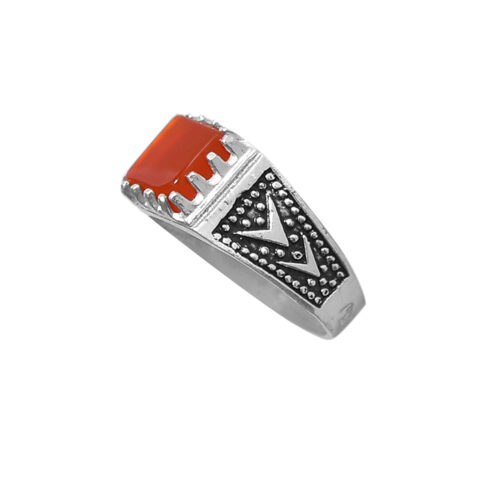 Bague en argent Agate pour homme Élégance Rouge Modèle ANMS