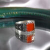 Bague en argent Agate pour homme Élégance Rouge Modèle ANMS