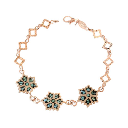 Bracelet en cuivre – Modèle Floral Turquoise