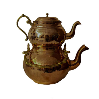 Théière Double en Cuivre Persan Martelée et Durable Taranom