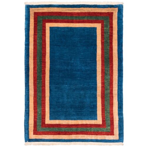 Tapis Gabbeh Persan en laine authentique tissé à la main dans le Fars, bordé