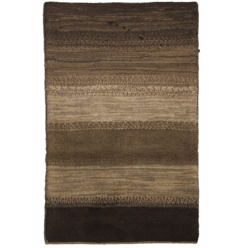 Tapis Gabbeh persan avec laine tissé à la main en Fars rayé marron