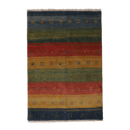 Tapis Gabbeh persan en laine tissé à la main en Fars rayé