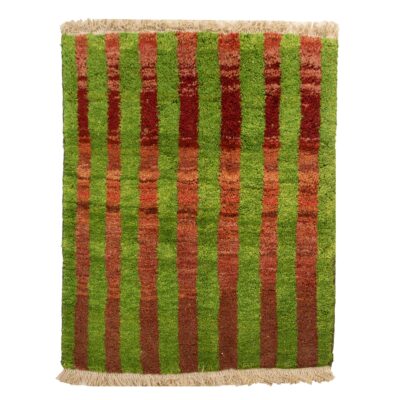 Tapis en laine Gabbeh persan tissé à la main en Khorasan rayé vert