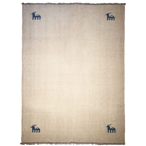 Tapis Gabbeh persan en laine tissé à la main en Shiraz motifs animaliers crème