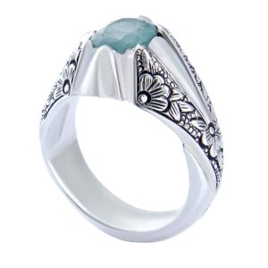 Bague en Argent avec Émeraude Verte Persane pour Homme Fabriquée à la Main