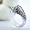 Bague en Argent avec Émeraude Verte Persane pour Homme Fabriquée à la Main