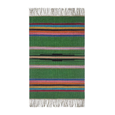 Tapis en laine Kilim persan avec laine tissé à la main en Lorestan rayé vert