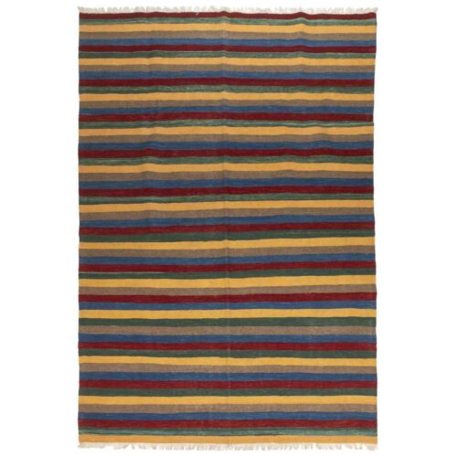 Tapis Kilim Persan en laine tissé à la main dans le Fars, rayé