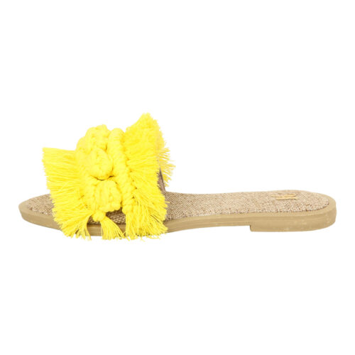 Tongs Boho Chic Macramé pour Femmes en Jaune