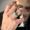Bague Modèle Goutte en Argent Persan avec Turquoise de Neyshabur pour Homme