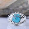 Bague Modèle Goutte en Argent Persan avec Turquoise de Neyshabur pour Homme