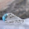 Bague Modèle Goutte en Argent Persan avec Turquoise de Neyshabur pour Homme