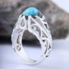 Bague Modèle Goutte en Argent Persan avec Turquoise de Neyshabur pour Homme