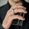 Bague Modèle Goutte en Argent Persan avec Turquoise de Neyshabur pour Homme
