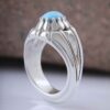 Bague Modèle Araignée en Argent Persan avec Turquoise de Neyshabur pour Homme
