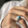 Bague Modèle Araignée en Argent Persan avec Turquoise de Neyshabur pour Homme